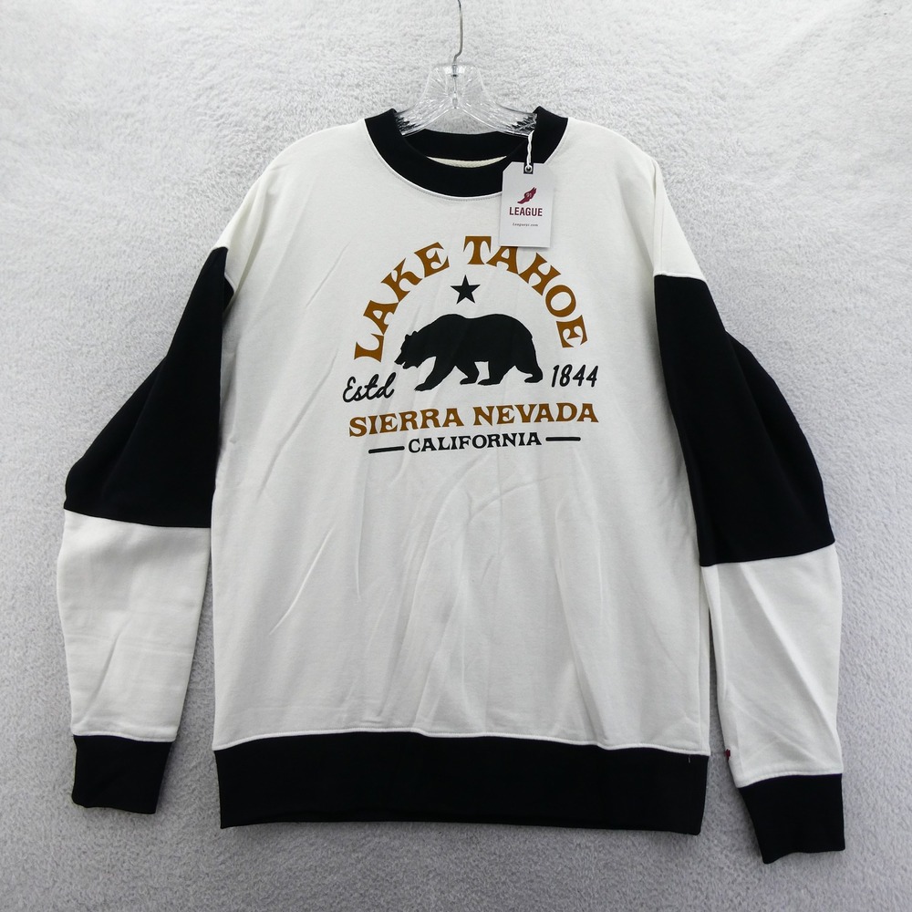 League Sweatshirt Mens Large Lake Tahoe Sierra Nevada Colorblock White Cotton‎